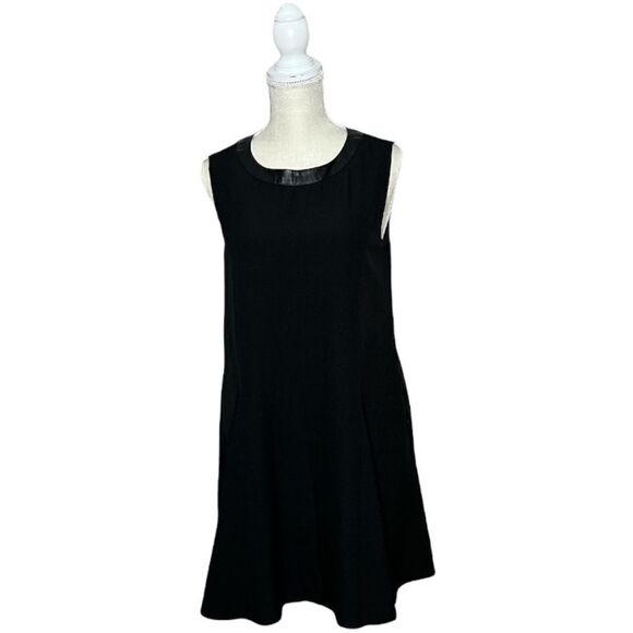 Love Culture Black Sleeveless Dress w/ Faux Leather Neckline - Small EUC - Picture 1 of 7
